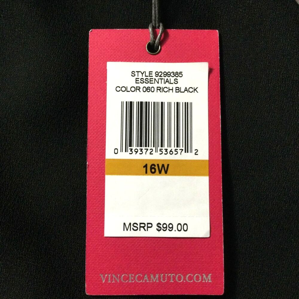 Vince Camuto Womens Pants size 16W new nwt $99 Black Wide Leg Zip Pocket Dress - Picture 2 of 11